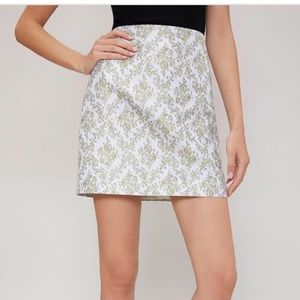 Straight Jacquard Gold and Silver Structured Mini Skirt